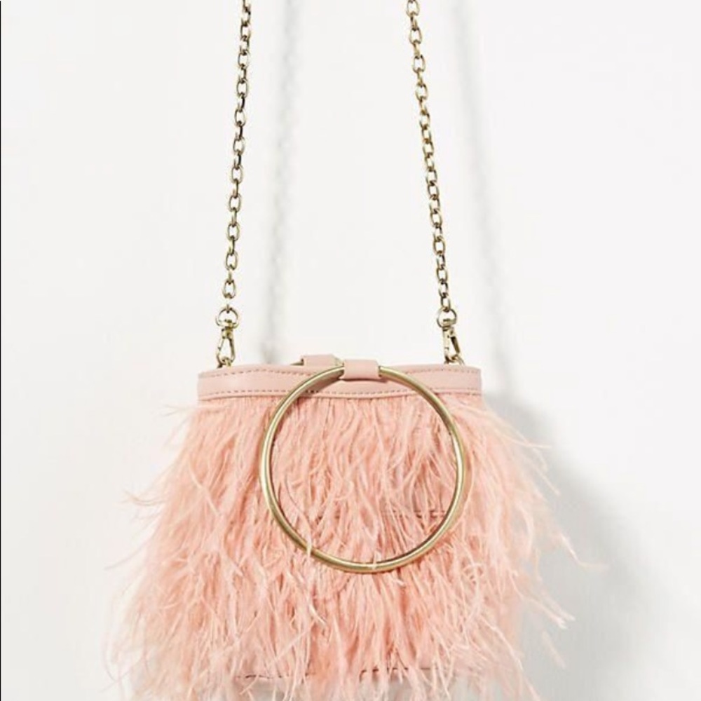 Anthropologie Evelyn feather bucket bag. NWOT